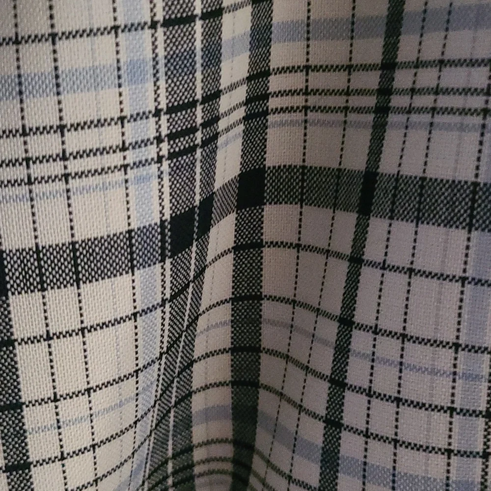 LEWIT WHITE & BLUE CHECK PLAID VIRGIN WOOL RAW EDGE PEPLUM JACKET Sz S - Picture 6 of 8